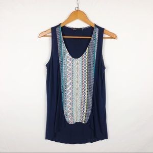 Gibson navy blue high low tank top